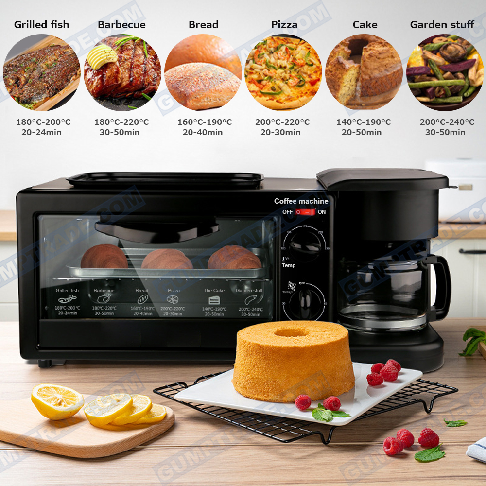 Frühstücksmaschine 3 In 1, 220V Multifunktions-Elektro-Toaster Backofen