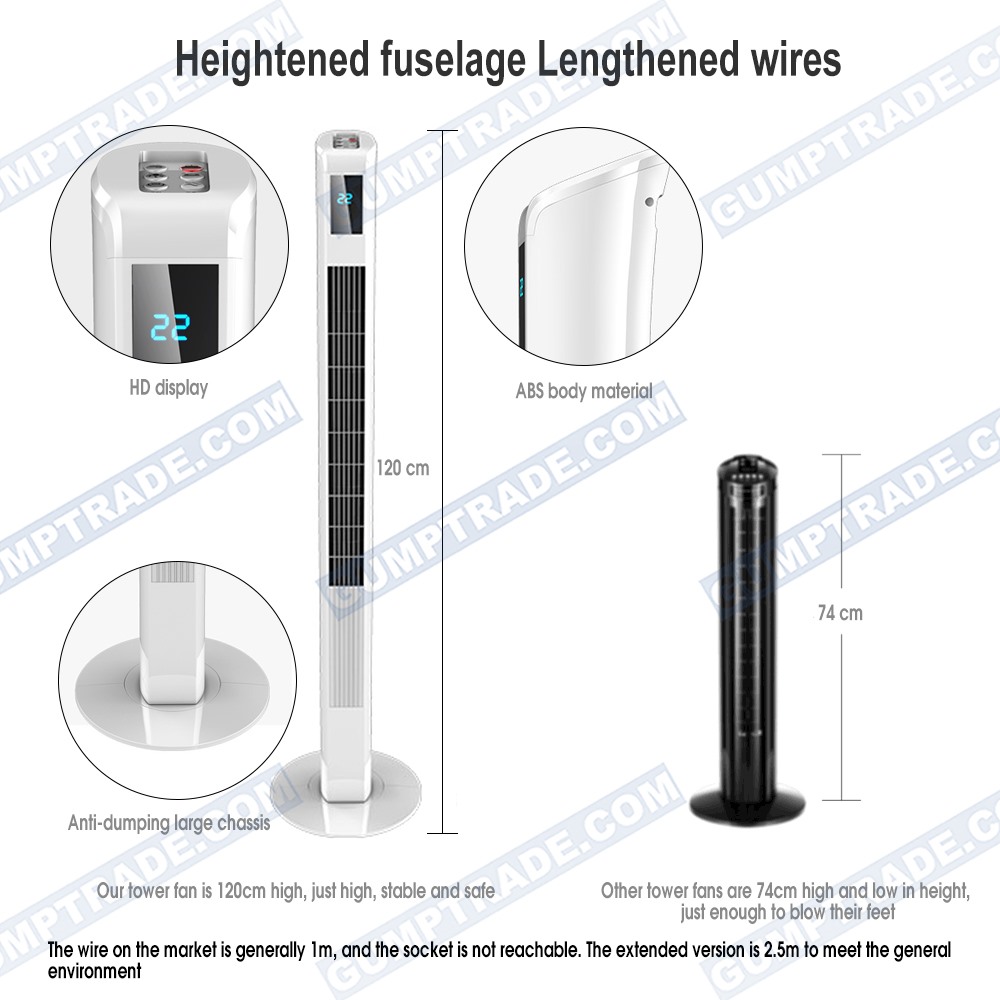 45 Watt 120 cm Säulenventilator mit Fernbedienung Turmventilator Towerventilator